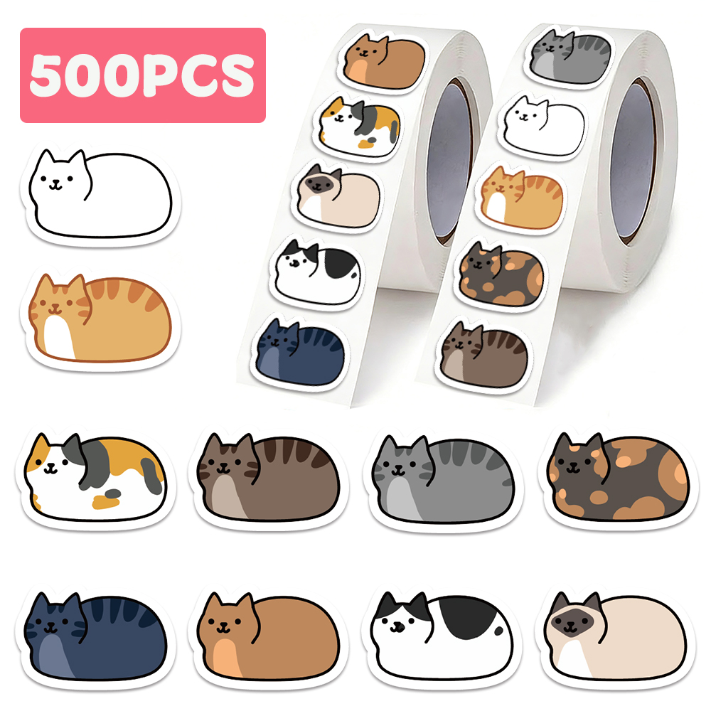 Laptop Accessories Aesthetic - 500 Stück niedliche Katzen-Aufkleber, lustige Cartoon-Aufkleber