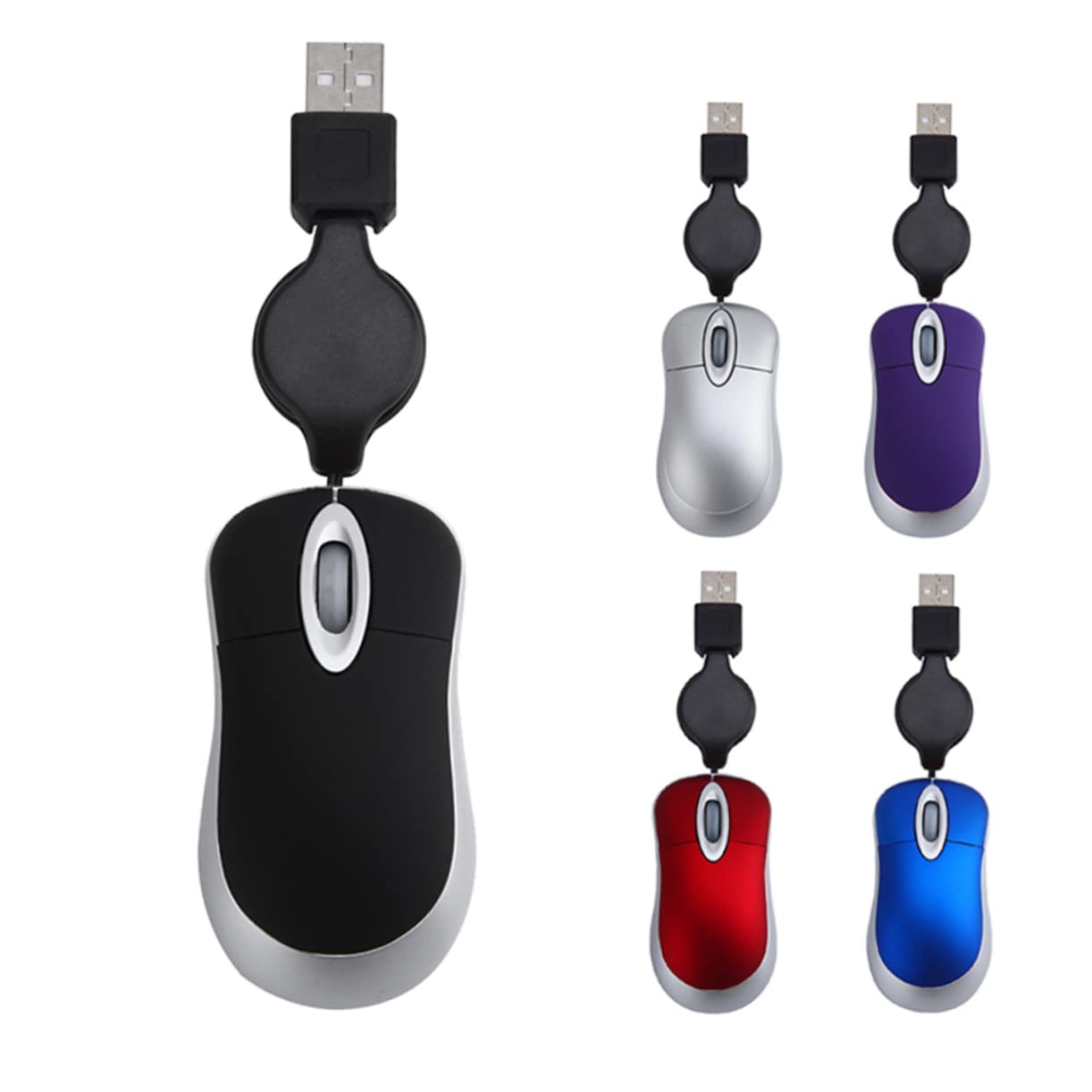 Laptop Electronics Accessories - Tragbare optische Mini-Maus, einziehbares USB-Kabel, ergonomische